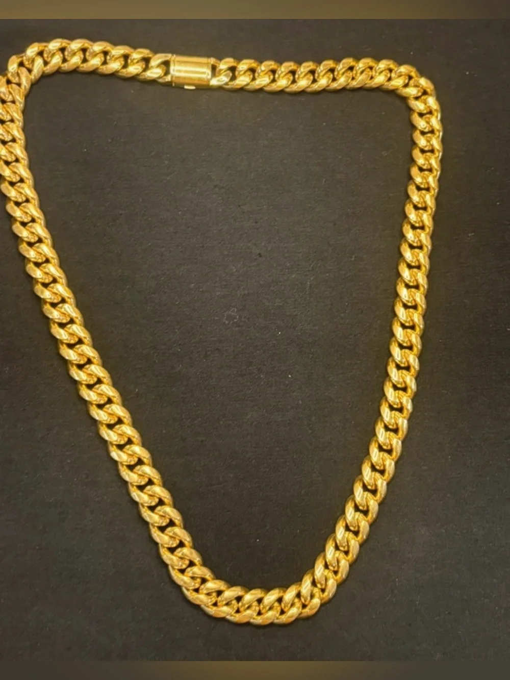 Golden Gilt 12mm Miami Cuban Link Necklace – 24” – 18K Gold Plated 316L Stainles
